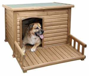 Σπίτι σκύλου με βεράντα, ξύλινο